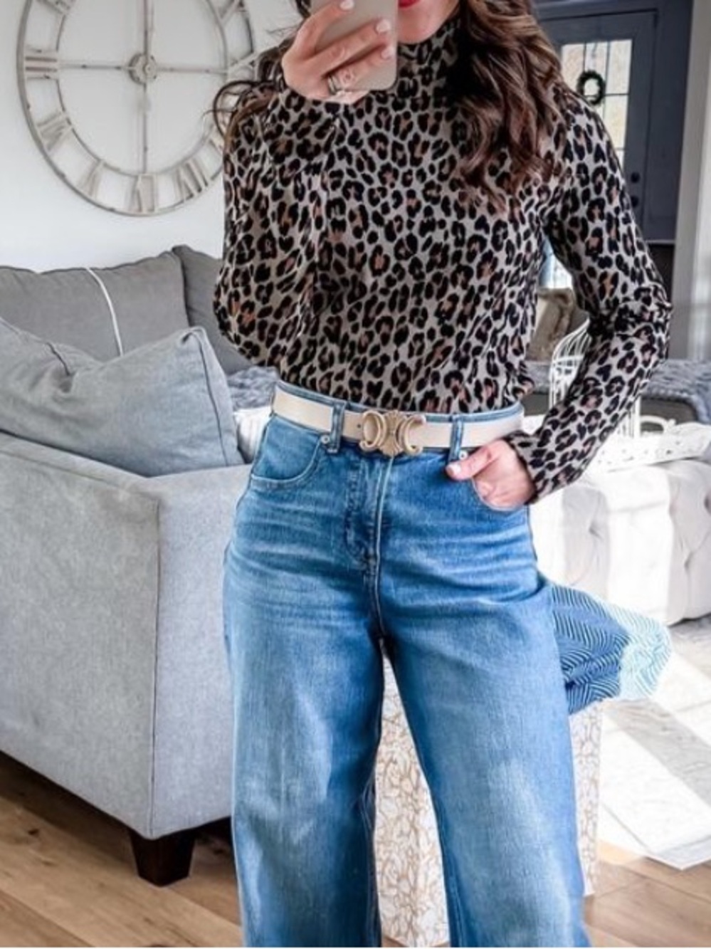 Spanx thick leopard faux turtleneck top🌻
